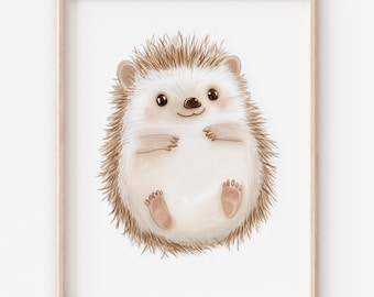 Watercolor Baby Hedgehog Print – Cozy Woodland Nursery Wall Art (Digital Download)