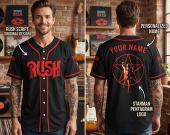 Personalized Rush Baseball Jersey Custom Name Number Rock Band Shirt Classic Rock Fan Gift 3D Printed Concert Outfit Apparel
