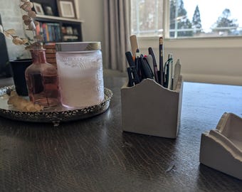 Maceta para lápices con forma de montaña de hormigón, portavelas, estilo brutalista, Monte Rainier, Cascadas del Noroeste del Pacífico, Washington, Oregón, portacepillos de dientes