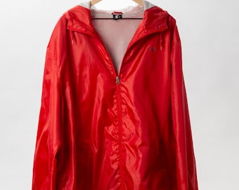 Vintage starter rood nylon windjack | Minimalistisch met mesh gevoerd jack uit de jaren 90