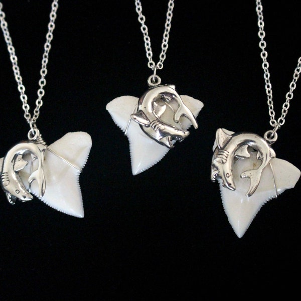 Sterling Silver Shark Tooth Necklace, Sterling Silver Shark Charm Necklace, Large Shark Tooth Necklace, Sterling Silver Shark Necklace