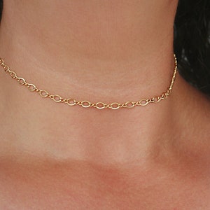 Classic Gold Chain Necklace, Women Gold Necklace, Simple Gold Choker Necklace, Dainty 14k Gold Filled Necklace, Figure Eight Chain Necklace image 1