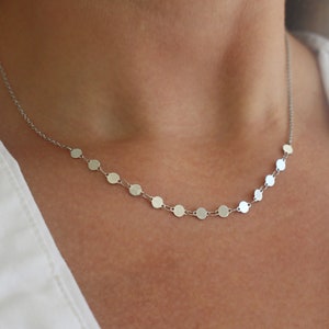 Stainless Steel Disc Necklace Dainty Dot Disc Necklace image 1