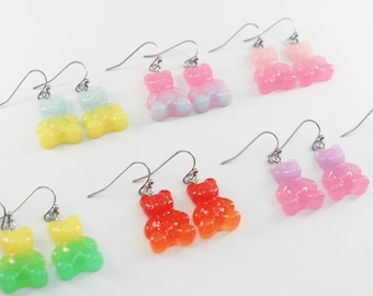 Pendientes de osito de goma con sorbete