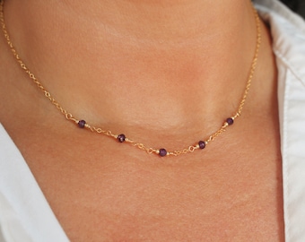 Amethyst Necklace, Gold Amethyst Necklace, Sterling Silver Amethyst Necklace, February Birthstone Jewelry, Purple Gemstone Necklace