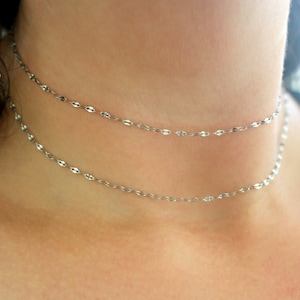 Shimmering Stainless Steel Necklace, Silver Choker Necklace, Silver Sequin Choker Necklace, Stainless Steel Necklace For Women