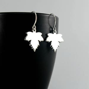 Silver Maple Leaf Earrings, Silver Leaf Earrings, Dangling Silver Earrings, Silver Earrings, Moonlit Goddess Jewelry, Maple Leaf Jewelry image 1