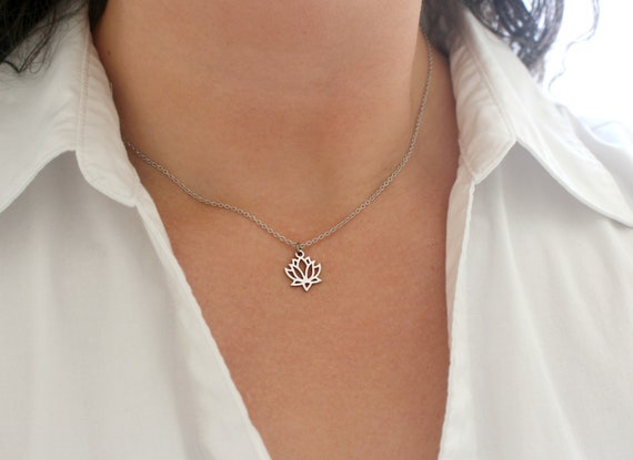 Stainless Steel Lotus Necklace - Etsy