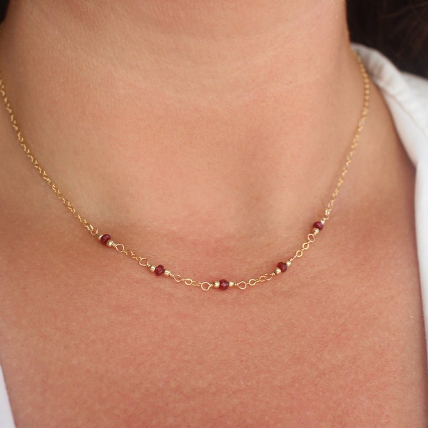 Red Ruby Necklace, Authentic Ruby Necklace, Sterling Silver Necklace, Gold Necklace For Women, Dainty Rose Gold Necklace, Gemstone Necklace