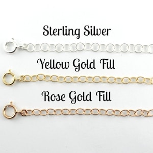 Clip On Adjustable Chain, Removable Extension Chain Add On, 925 Sterling Silver, 14k Yellow Gold Fill, 14k Rose Gold Fill