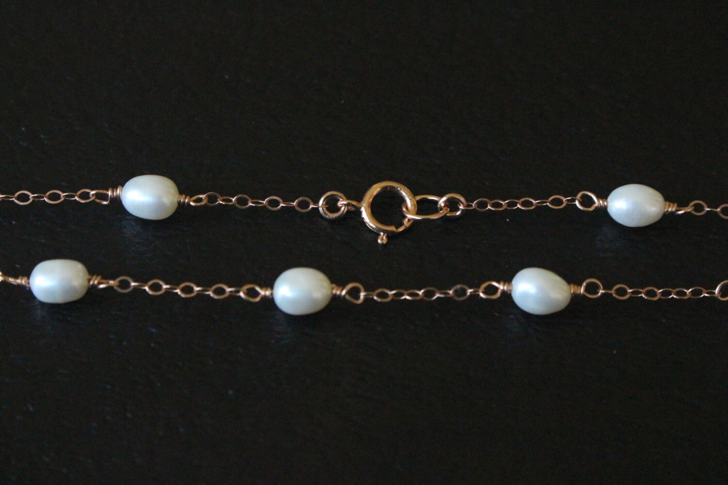 Rose Gold Pearl Necklace, Dainty Rose Gold Necklace, Pearl