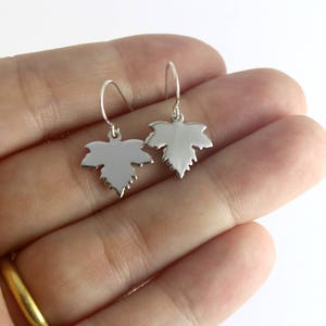 Silver Maple Leaf Earrings, Silver Leaf Earrings, Dangling Silver Earrings, Silver Earrings, Moonlit Goddess Jewelry, Maple Leaf Jewelry image 3