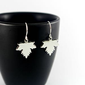 Silver Maple Leaf Earrings, Silver Leaf Earrings, Dangling Silver Earrings, Silver Earrings, Moonlit Goddess Jewelry, Maple Leaf Jewelry image 2