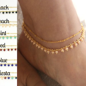 Layered Gold Anklet, Dainty Gold Ankle Bracelet, Double Strand Anklet, Boho Anklet, Gold Anklet, Boho Anklet Bracelet, Gold Layered Anklet