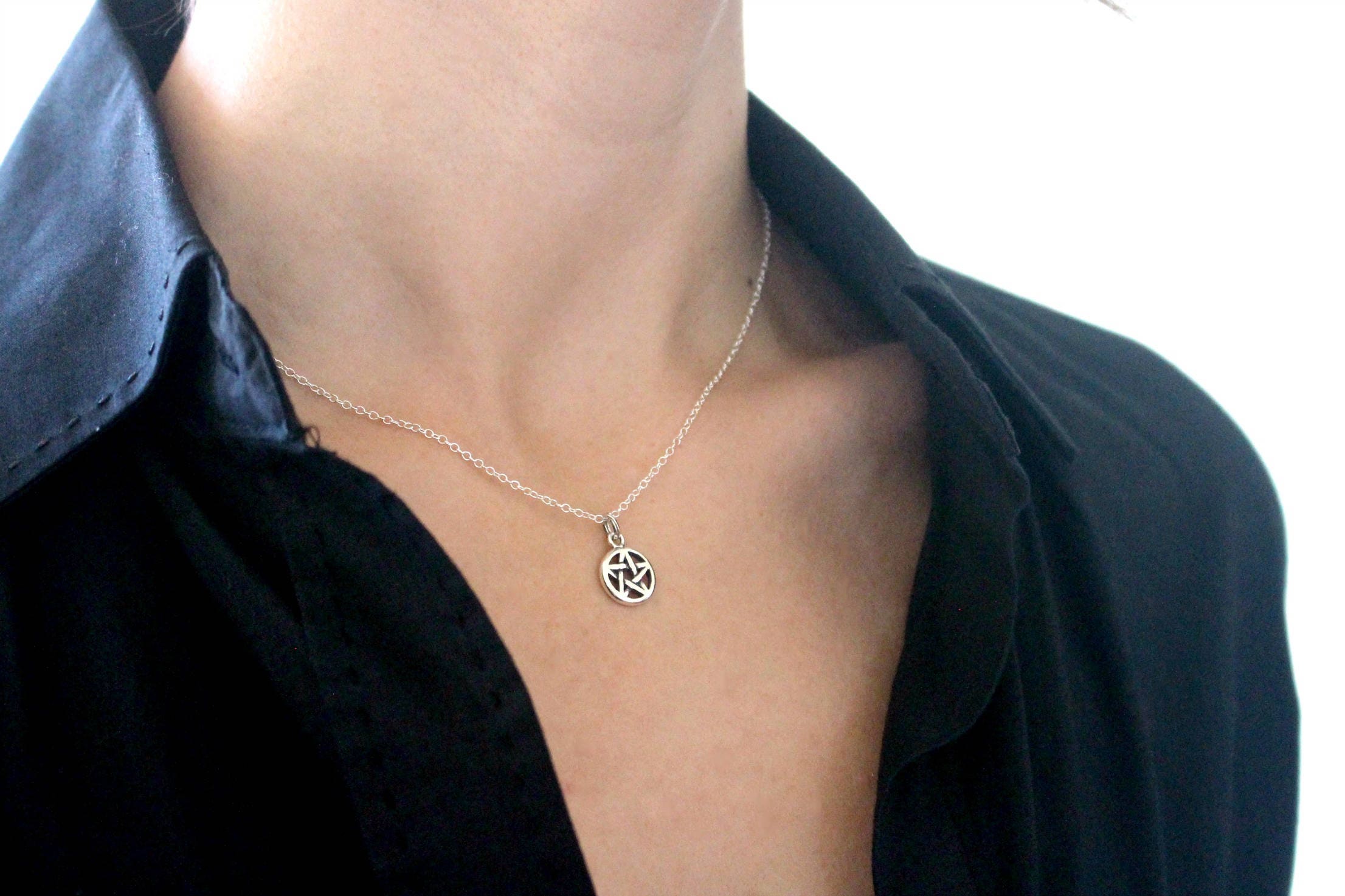 Solid Sterling Silver Celtic Knot Pentacle Pendant 