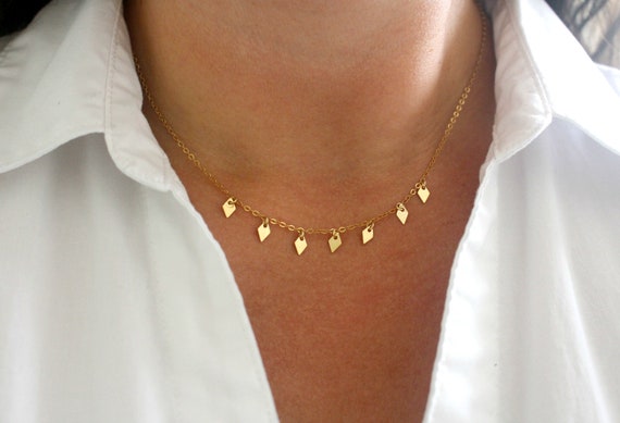 Gold Fringe Necklace Gold Choker 