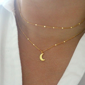 Gold Mond und Sternen Halskette, Gold Mond und Sterne Halskette, Gold Mond und Sterne Halskette, Gold Halbmond Halskette, zierliche Gold Halskette