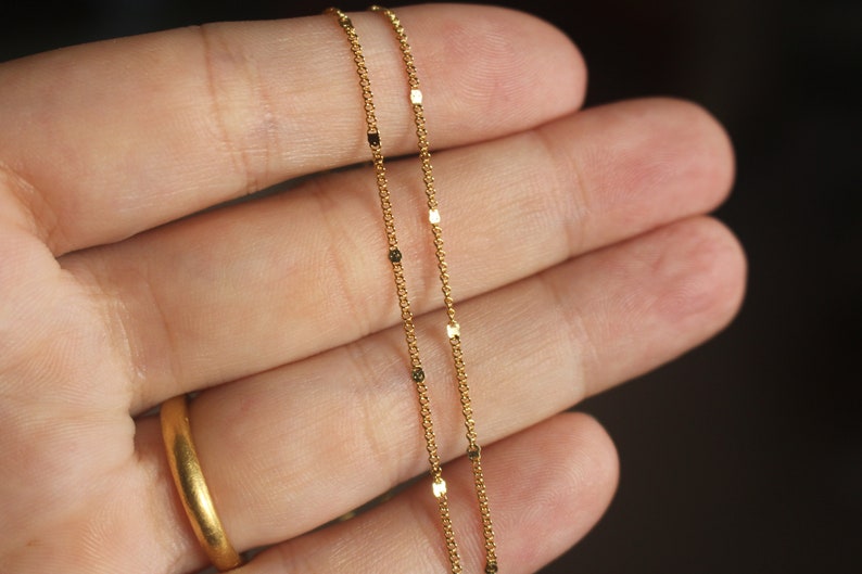 Starlit Gold Choker Necklace, Dainty Gold Bar Necklace, Gold Chain Necklace, Simple Gold Necklace For Women, Layered Gold Bar Chain Necklace image 2