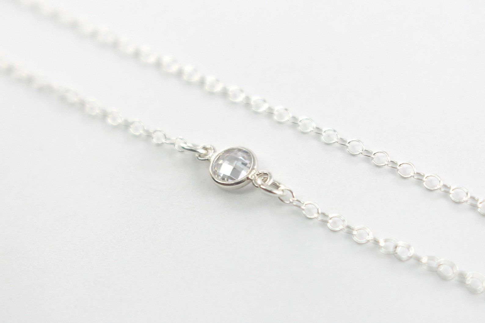 Sterling Silver Crystal Choker Necklace Sterling Silver Etsy UK