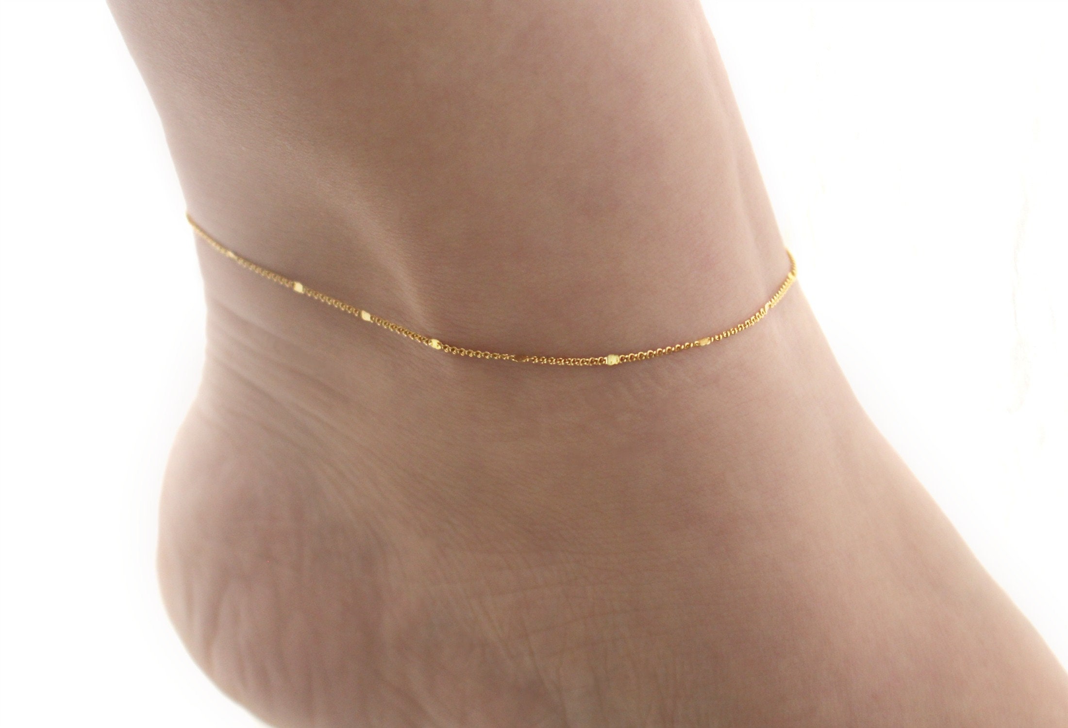 Gold Double Layers Anklet Gold Beaded Anklet Jewellery Body Jewellery Anklets Layering Anklet Gold Herringbone Anklet Anklet Bracelet Layered Anklet 18K Gold Anklets 