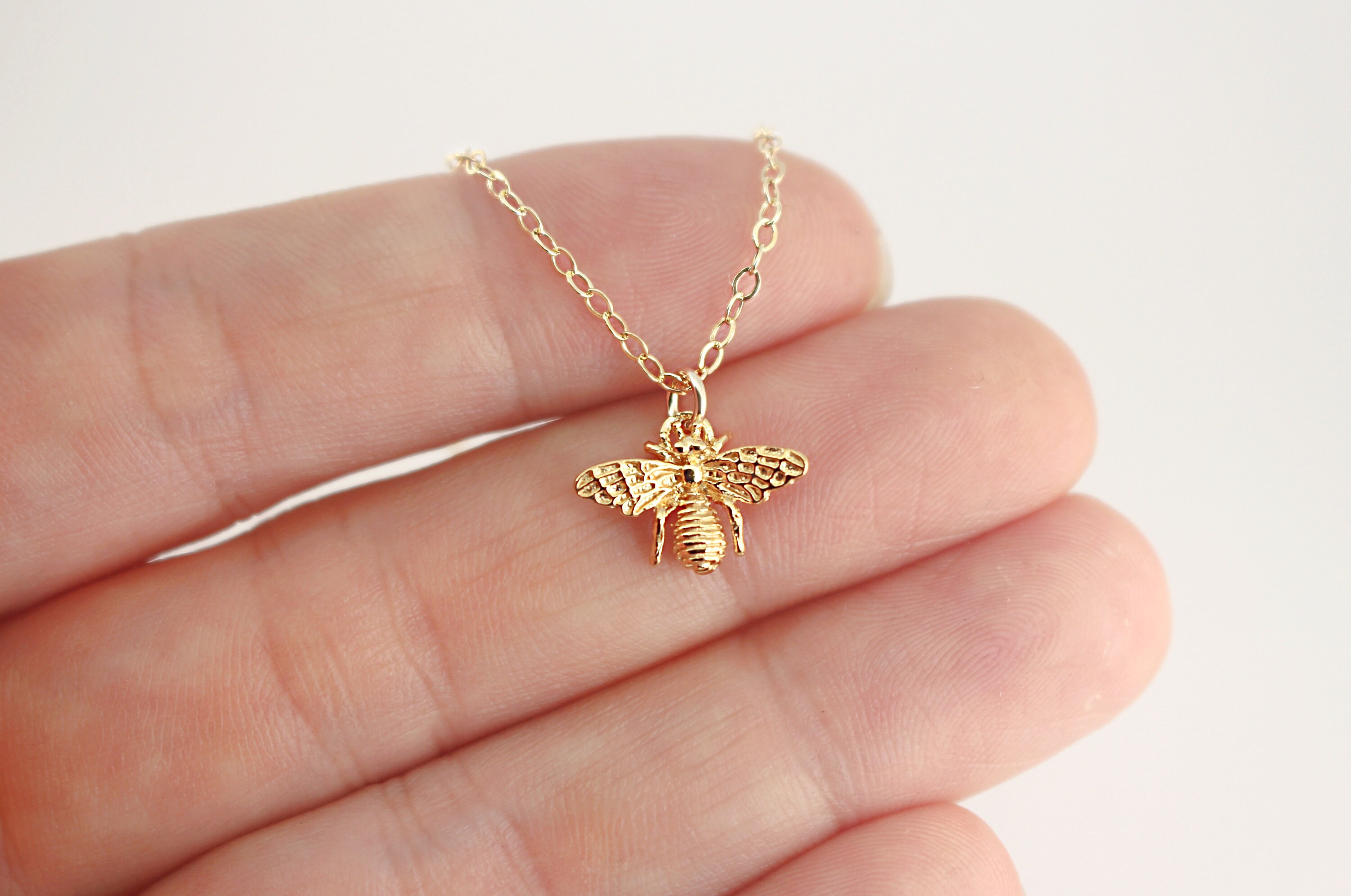 14k gold honey bee necklace deals