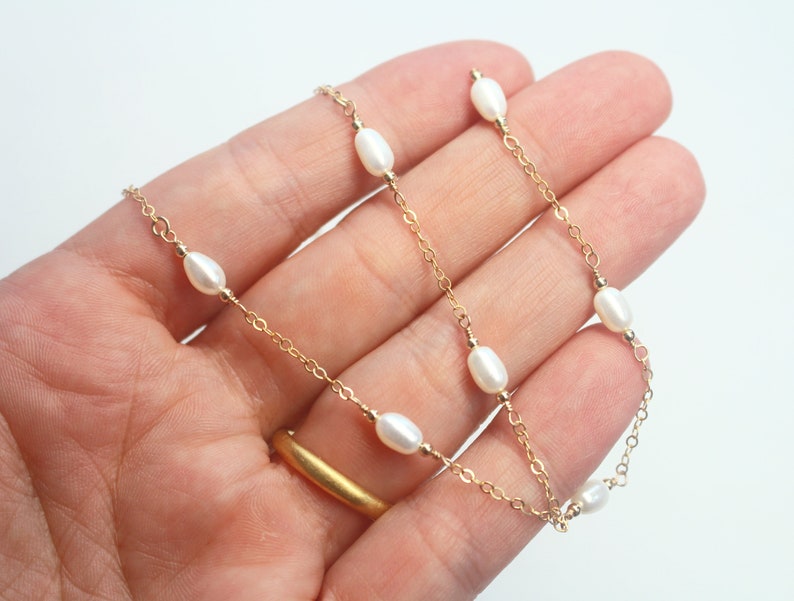 Gold Pearl Lariat Necklace, Pearl Y Necklace and Earrings Set, Gold Pearl Drop Necklace and Bracelet, Bridal Necklace, Bridesmaid Necklace image 7