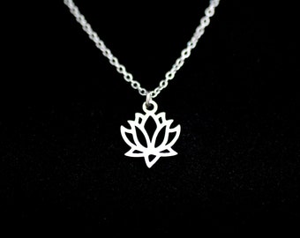 Stainless Steel Lotus Necklace, Dainty Lotus Flower Necklace, Stainless Steel Necklace for Women, Lotus Necklace for Women, Charm Necklace