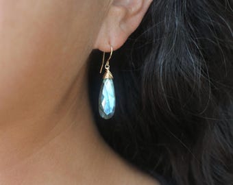 Pendientes largos de labradorita