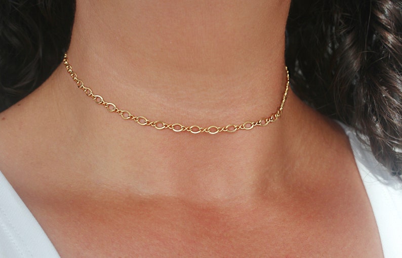 Classic Gold Chain Necklace, Women Gold Necklace, Simple Gold Choker Necklace, Dainty 14k Gold Filled Necklace, Figure Eight Chain Necklace image 1