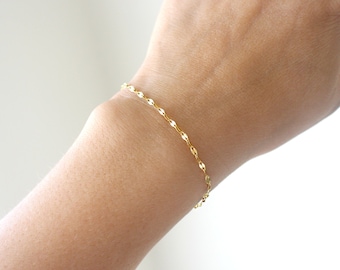 Shimmering Gold Stainless Steel Bracelet, Dainty Gold Bracelet for Women, Gold Lace Chain Bracelet, Gold Chain Bracelet Skinny Gold Bracelet