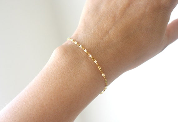 Shimmering Gold Stainless Steel Bracelet, Dainty Gold Bracelet for