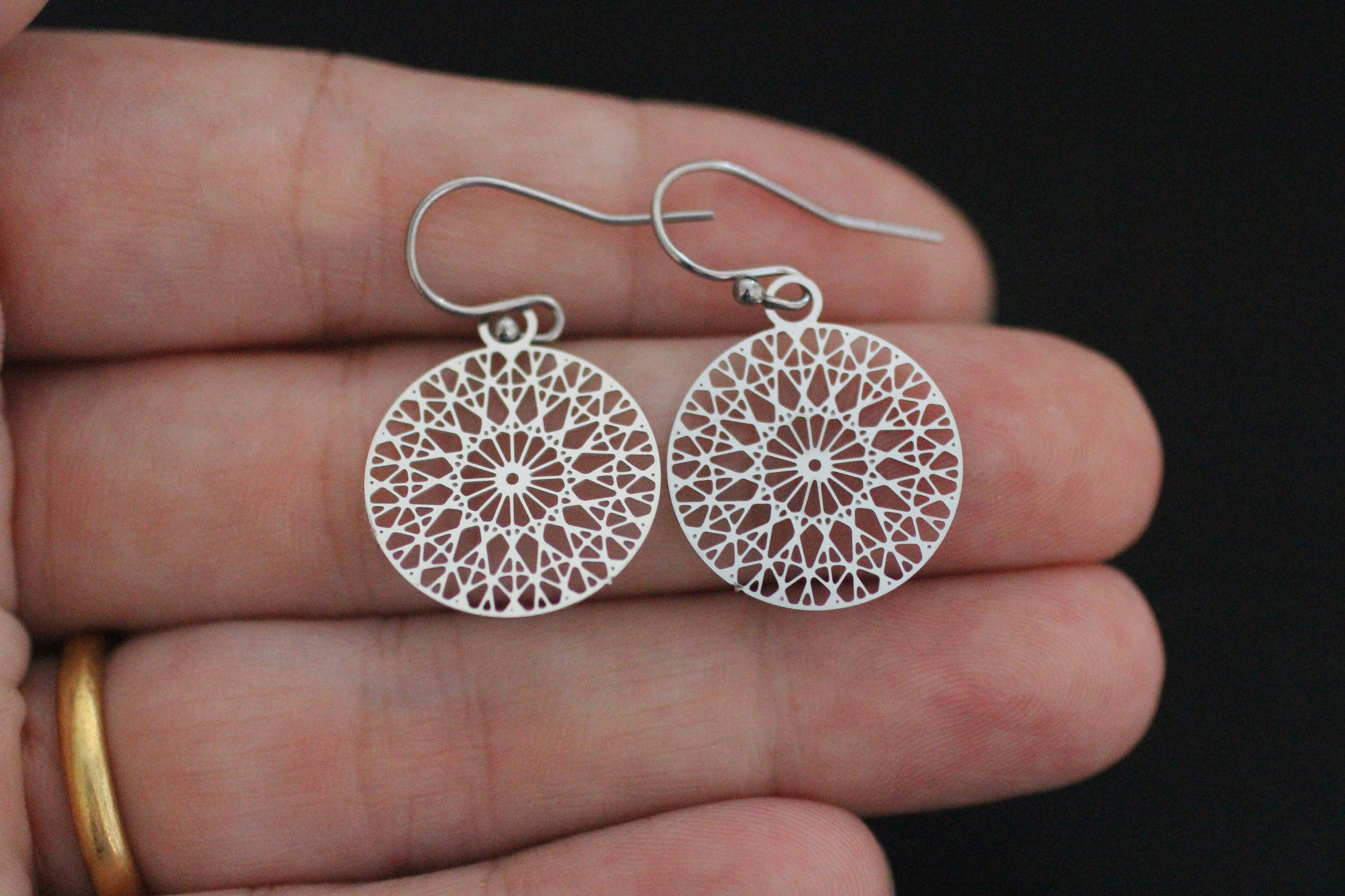 Stainless Steel Mandala Spoke Earrings Dangle Earrings for - Etsy