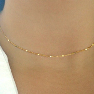 Starlit Gold Choker Necklace, Dainty Gold Bar Necklace, Gold Chain Necklace, Simple Gold Necklace For Women, Layered Gold Bar Chain Necklace image 7