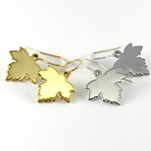 Silver Maple Leaf Earrings, Silver Leaf Earrings, Dangling Silver Earrings, Silver Earrings, Moonlit Goddess Jewelry, Maple Leaf Jewelry image 5