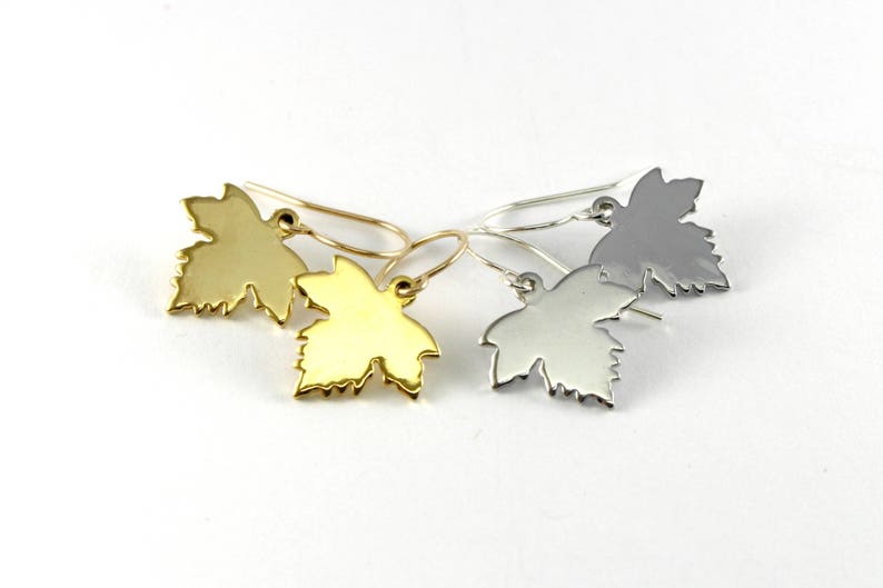 Silver Maple Leaf Earrings, Silver Leaf Earrings, Dangling Silver Earrings, Silver Earrings, Moonlit Goddess Jewelry, Maple Leaf Jewelry image 5