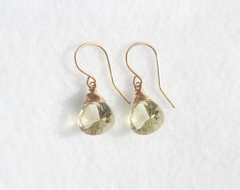 Pendientes de cuarzo limón dorado