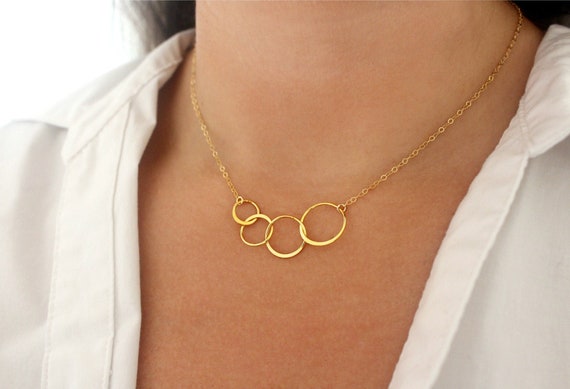 Sterling Silver 3 Linked Rings Circles Necklace - – The Cord Gallery