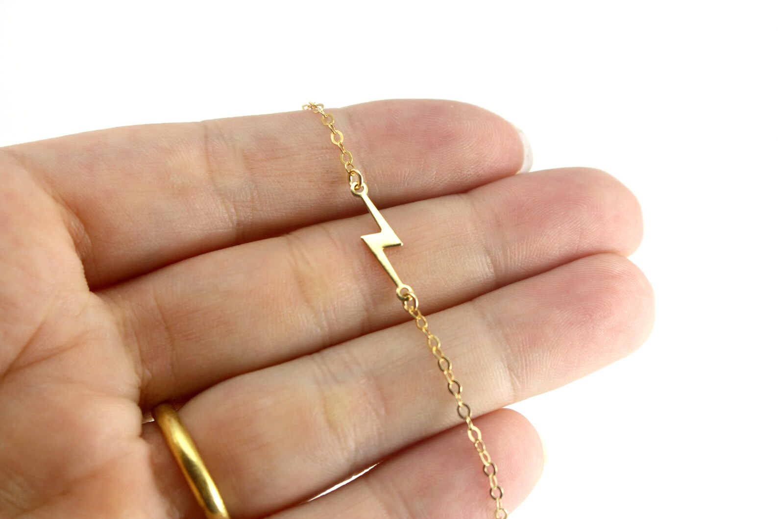 Gold Lightning Bolt Bracelet Thin Gold Charm Bracelet Dainty Etsy