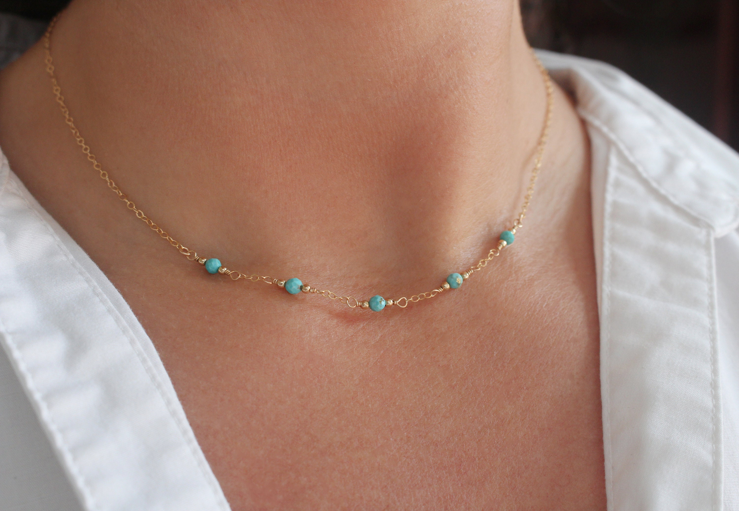 Arizona Turquoise Necklace, Gold Turquoise Necklace