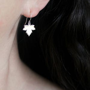 Silver Maple Leaf Earrings, Silver Leaf Earrings, Dangling Silver Earrings, Silver Earrings, Moonlit Goddess Jewelry, Maple Leaf Jewelry image 4