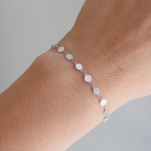 Flashing Stainless Steel Disc Bracelet, Stainless Steel Bracelet, Silver Bracelet for Women, Silver Disc Bracelet, Silver Coin Bracelet