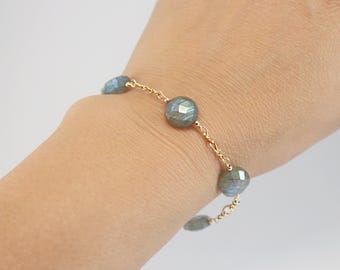 Pulsera de labradorita dorada brillante