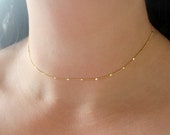 Starlit Gold Choker Necklace, Dainty Gold Bar Necklace, Gold Chain Necklace, Simple Gold Necklace For Women, Layered Gold Bar Chain Necklace