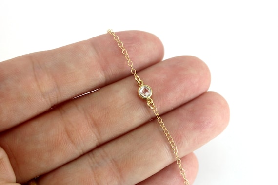 Crystal necklace gold chain discount