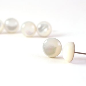 Mother of Pearl Earrings, White Pearl Post Earrings, Large Pearl Stud Earrings, Natural Mother of Pearl Jewelry, Stainless Steel Studs image 2