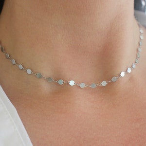 Stainless Steel Coin Necklace, Silver Choker Necklace, Silver Sequin Choker Necklace, Steel Dot Disc Necklace, Steel Necklace For Women