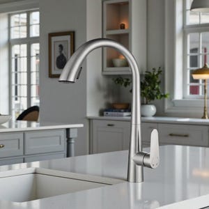 Wyciągany kran kuchenny – nowoczesny kran zlewozmywakowy w stylu industrialnym