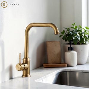 Antique Bronze Solid Brass Kitchen Faucet, Swivel Spout, Deck Mounted Sink Tap