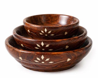 Decorazioni per la cucina: ciotole in legno artigianali - Set di 3