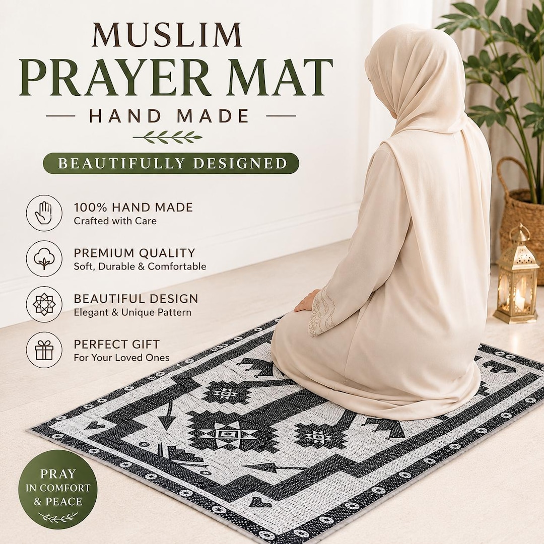 Handmade Muslim Prayer Mat Rug,islamic Carpet, Beautifully Designed ...